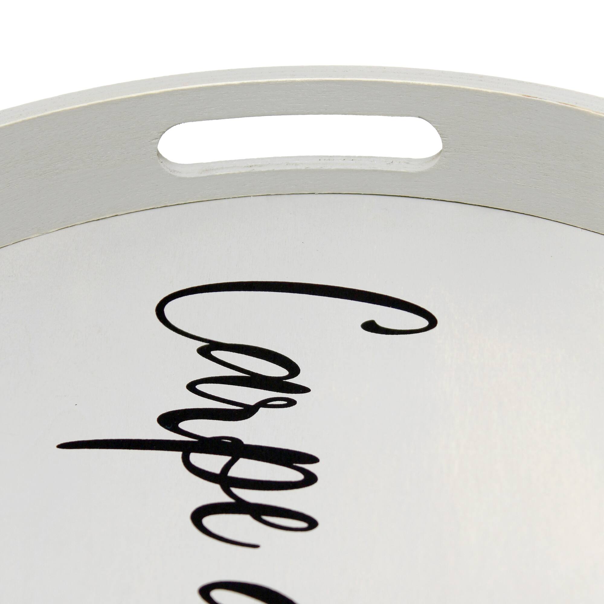 Elegant Designs™ 13.8" Round Carpe Diem Serving Tray with Handles